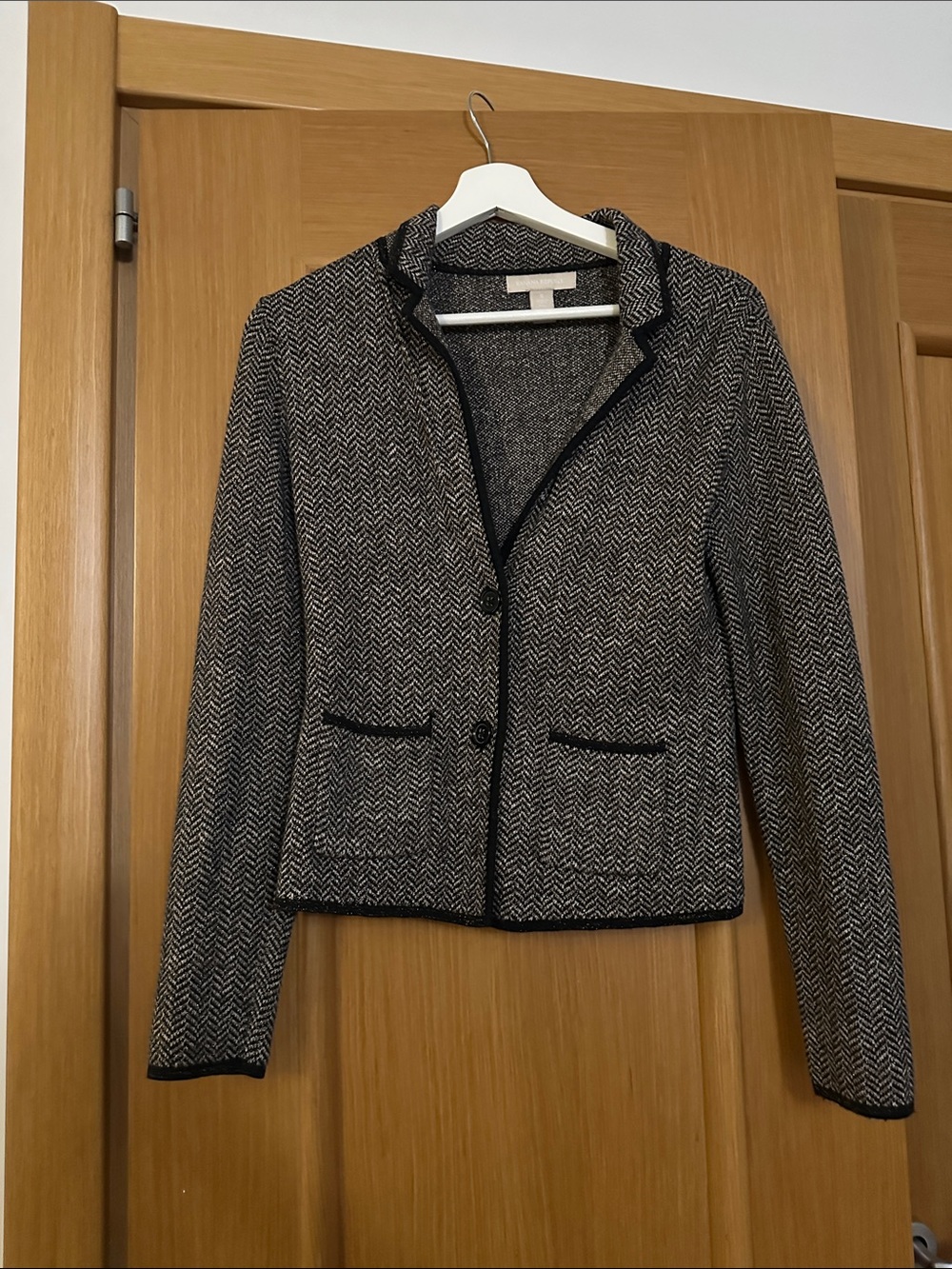 Banana Republic Black and White Herringbone Blazer